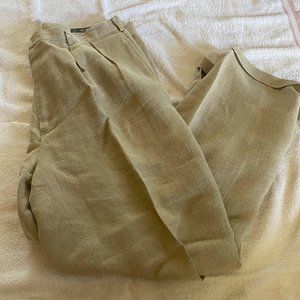 J. Crew linen solid tan cuffed dress pants
